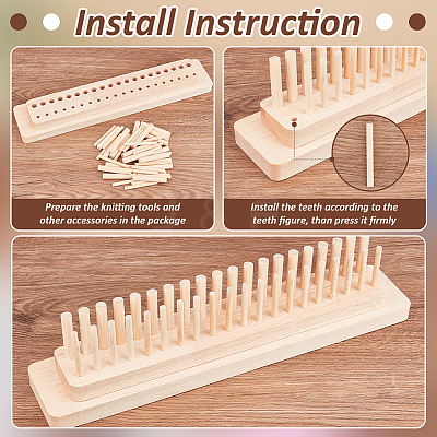 Rectangle Wooden Weaving Loom Kit TOOL-WH0155-192-1