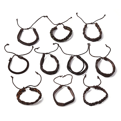 PU Leather Cord Bracelets for Men Women WGFF396-01-1