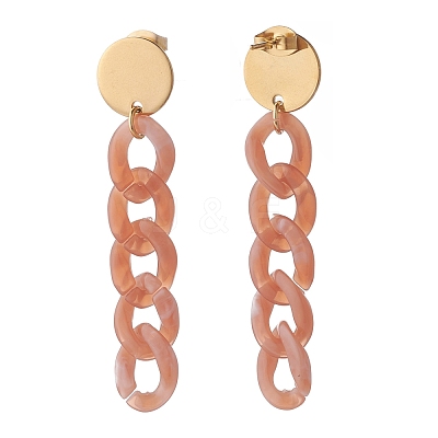 Chunky Acrylic Curb Chain Long Dangle Stud Earrings for Women EJEW-JE04771-1
