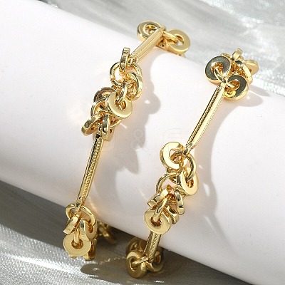 Brass Bar Link Chain with Disc Beads Necklaces for Women NJEW-G196-01G-1