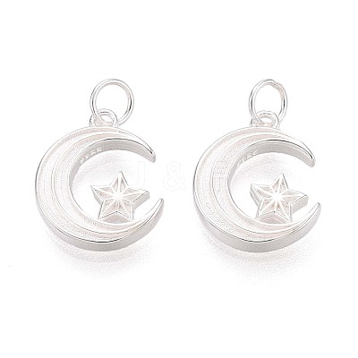 925 Sterling Silver Moon with Star Charms STER-N016-93S-1