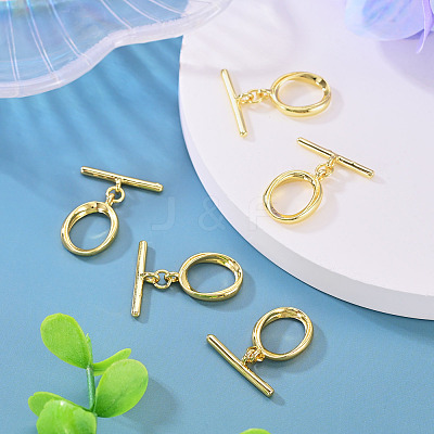 5Pcs Oval Brass Toggle Clasps KK-TADJ0001-24-1