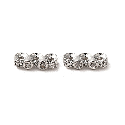 Brass Micro Pave Clear Cubic Zirconia Slide Charms KK-G481-01P-1