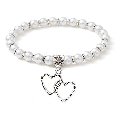 Glass Pearl Beaded Stretch Bracelets BJEW-JB09696-1