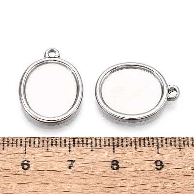 304 Stainless Steel Pendant Cabochon Settings STAS-T067-69P-1
