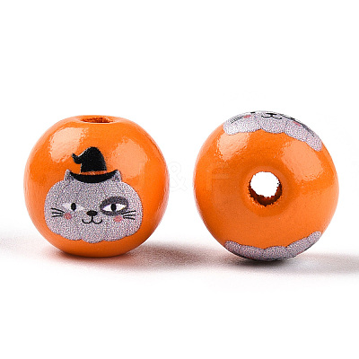 Halloween Theme Wood European Beads WOOD-N016-04K-1