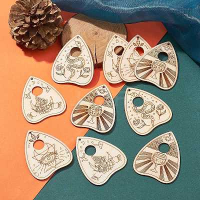 40Pcs 4 Styles Unfinished Wood Planchettes WOOD-CJ0001-76-1