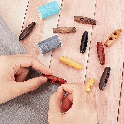 70pcs 7 style Natural Wood Buttons DIY-GF0006-67-1