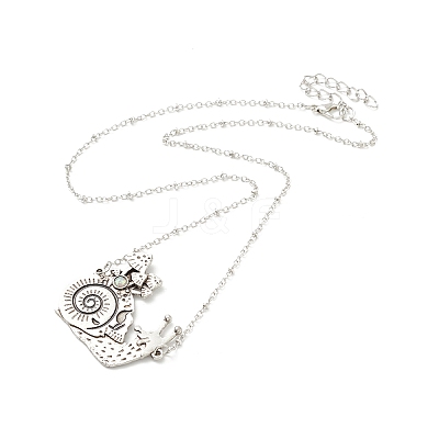 Alloy Snail with Mushroom Pendant Necklace with Resin Beaded LS-NJEW-G056-03AS-1