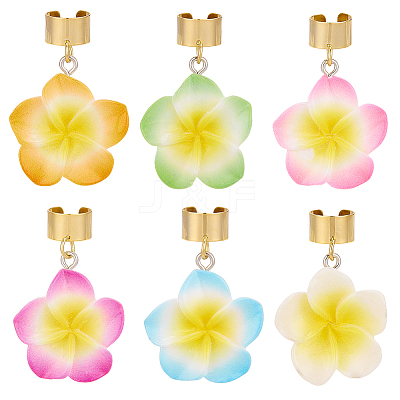 12Pcs 6 Colors Flower Resin Stethoscope Pendant Decorations HJEW-SP0001-55-1