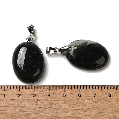 Natural Moss Agate Pendants G-Z055-03P-08-1