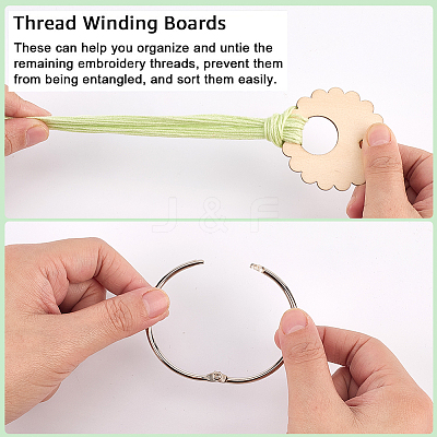 Flower Shape Wood Floss Bobbin AJEW-GF0011-05-1