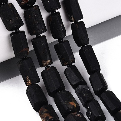 Natural Black Tourmaline Beads Strands G-N362-08A-01-1