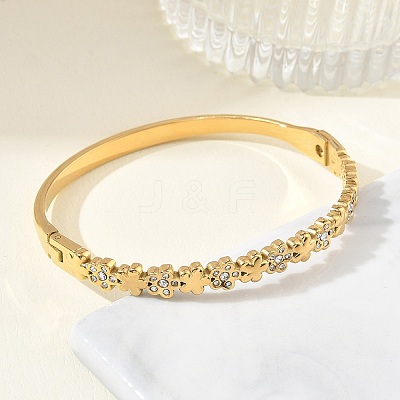 304 Stainless Steel & Rhinestone Hinged Bangles for Women BJEW-Z178-02G-1