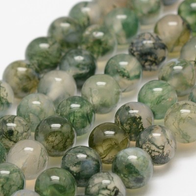 Natural Moss Agate Beads Strands X-G-F453-4mm-1
