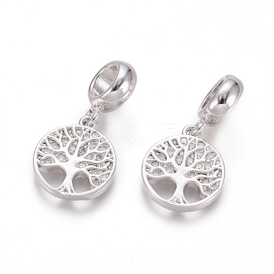 Brass Micro Pave Clear Cubic Zirconia European Dangle Charms OPDL-L016-05P-1