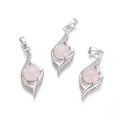 Natural Rose Quartz Pendants G-L512-G11-1