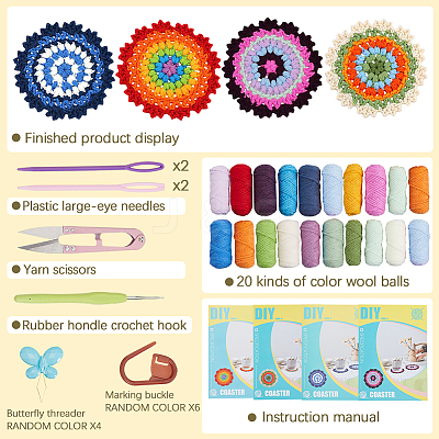 DIY Coaster Knitting Kits DIY-SC0029-67-1