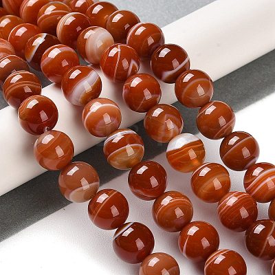 Natural Striped Agate/Banded Agate Beads Strands G-Z060-A01-C05-1