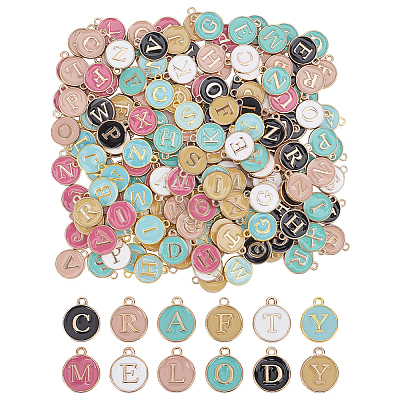 7Sets 7 Colors Initial Letter A~Z Alphabet Enamel Charms ENAM-ME0001-65-1