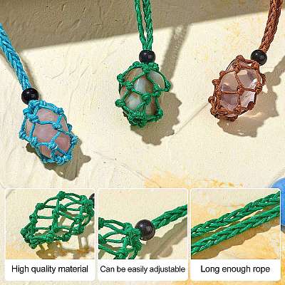 Braided Waxed Cotton Thread Cords Macrame Pouch Necklace Making AJEW-SW00018-1