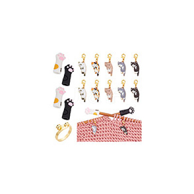DIY Cat & Paw Print Knitting Tool Sets HJEW-NB00096-1