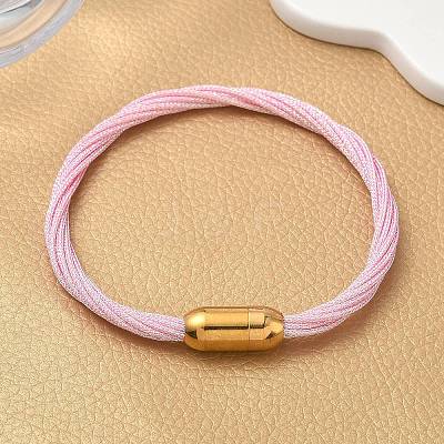 304 Stainless Steel with Polyester Metallic Cord Bracelets for Women BJEW-Z145-01G-31-1