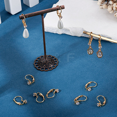 10Pcs Brass Micro Pave Clear Cubic Zirconia Leverback Earring Findings KK-TADJ0001-20A-1