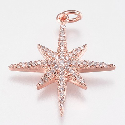 Brass Micro Pave Cubic Zirconia Pendants ZIRC-E145-52RG-1