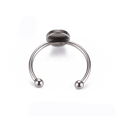 Tarnish Resistant 201 Stainless Steel Cuff Pad Ring Settings STAS-S080-042B-P-1