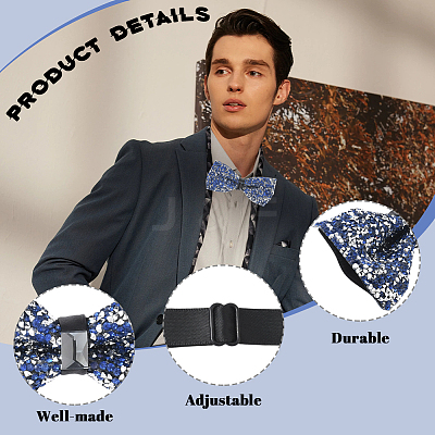 1Pc Polyester with Rhinestone Bow Ties for Bridegroom AJEW-SP0003-32D-1