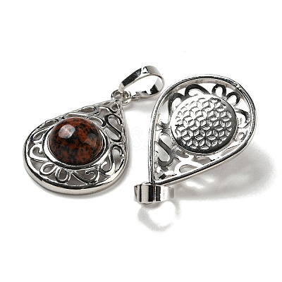 Natural Mahogany Obsidian Pendants G-Q158-05P-29-1