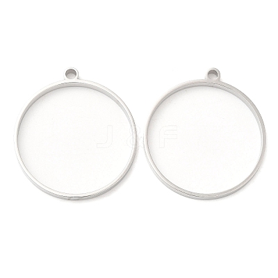Non-Tarnish 304 Stainless Steel Open Back Bezel Flat Round Pendants STAS-Z040-04A-P-1