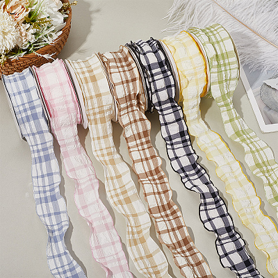 1 Roll Polyester Ruffled Ribbon SRIB-CY0001-14F-1