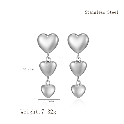 Simple Heart Stainless Steel Dangle Stud Earrings AR2302-1-1