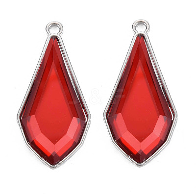 Faceted Glass Pendants PALLOY-N167-10-02P-RS-1