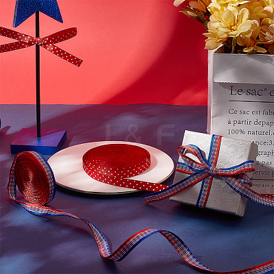 2 Rolls 2 Styles Independence Day Themes Polyester Ribbon OCOR-GF0004-50A-1