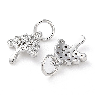 Rack Plating Brass Micro Pave Clear Cubic Zirconia Charms KK-D097-05P-1