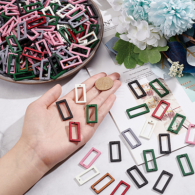 140Pcs 7 Colors Wood Pendants WOOD-NB0002-29-1