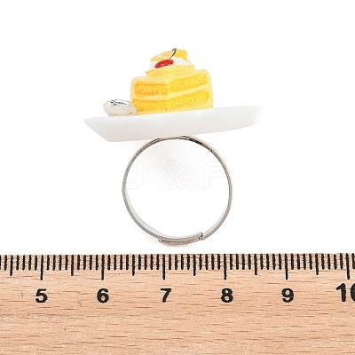 Afternoon Tea Resin & Plastic Adjustable Finger Rings for Women LS-RJEW-K317-01B-1
