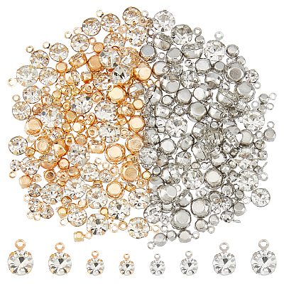 192Pcs 4 Styles Brass & Glass Pendants FIND-FH0011-98B-1
