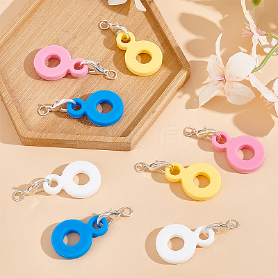 8Pcs 4 Colors Silicone Straw Pendants FIND-GO0003-51-1