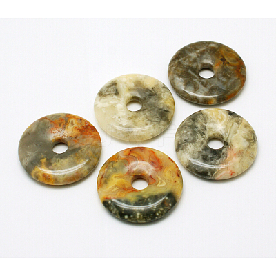 Donut/Pi Disc Natural Gemstone Pendants G-L234-40mm-06-1