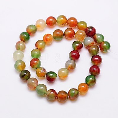 Natural Peacock Agate Beads Strands G-G444-10mm-02-1