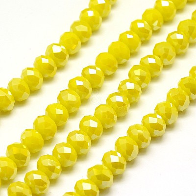 Electroplate Opaque Solid Color Crystal Glass Rondelle Beads Strands EGLA-F047A-14AB-1