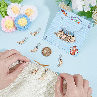 12Pcs 12 Style Sock Pendant Locking Stitch Markers HJEW-AB00645-1