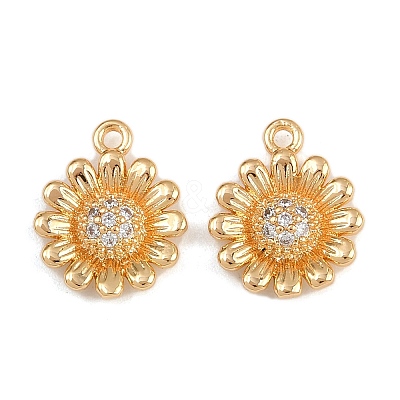 Brass Micro Pave Cubic Zirconia Charms KK-F910-20G-1