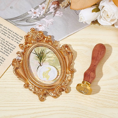Brass Wax Seal Stamps with Wood Handle AJEW-WH0412-0071-1