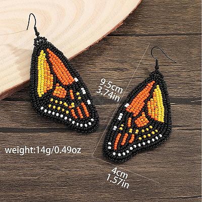Bohemian Style Green Butterfly Wing Glass Bead Handmade Dangle Earrings FV2215-1