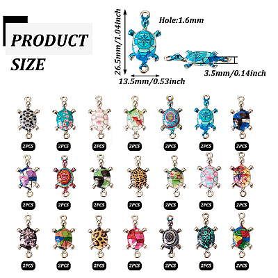 42Pcs 21 Colors Alloy Enamel Connector Charms ENAM-TA0001-78-1